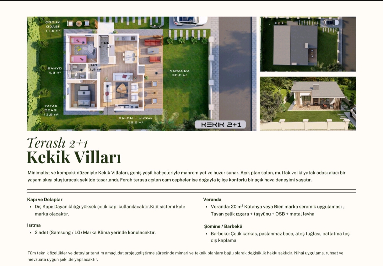 Teraslı 2+1 Kekik Villaları: Doğayla Bütünleşik Yaşam Alanı