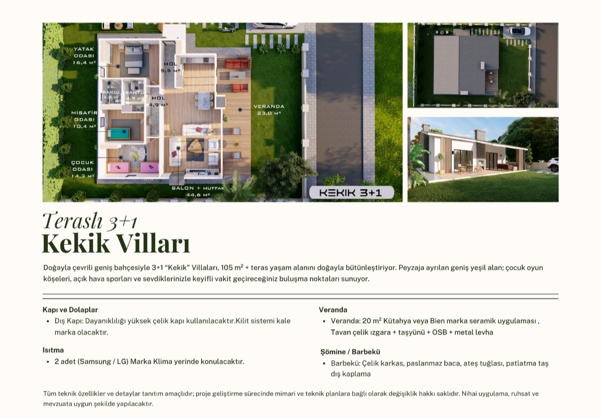 Teraslı 3+1 Kekik Villaları: Geniş Aileler İçin Doğayla İç İçe Yaşam